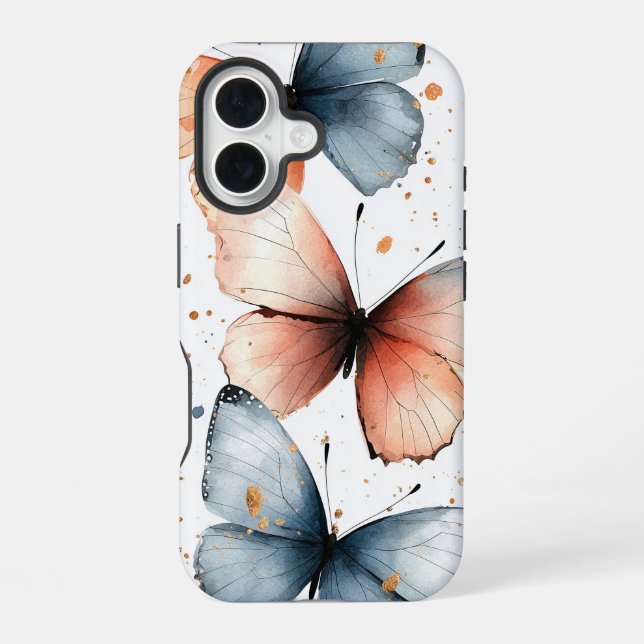 iPhone 16 Aquarelle Whimsy Vol Coque de papillon artistique (Verso)