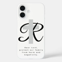 iPhone 16 coque avec croix religieuse et prière