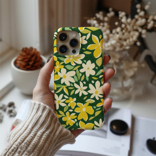 iPhone 16 Coque de téléphone à motif floral jaune Golden Mea