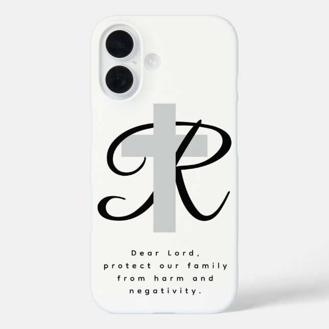 iPhone 16 Fall mit religiösem Kreuz und Gebet Hülle (Rückseite)