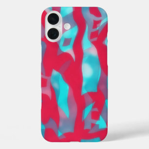 IPhone 16 Fall "Pink and Aqua Blue Abstrakt Art" Plus Hülle