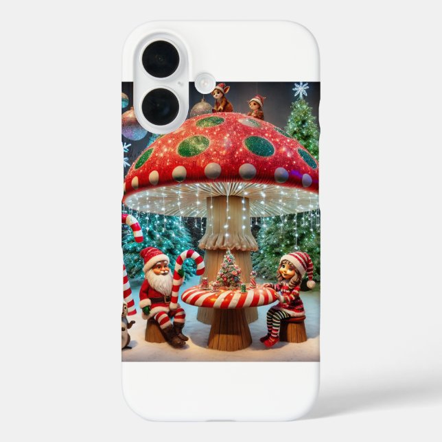 iPhone 16 Fall: Weihnachts-Pilzdesign Hülle (Rückseite)