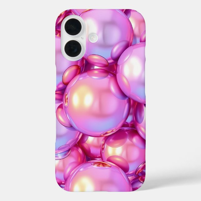 iPhone 16 Iridescent Pink 3D Glossy Bubble case (Rückseite)