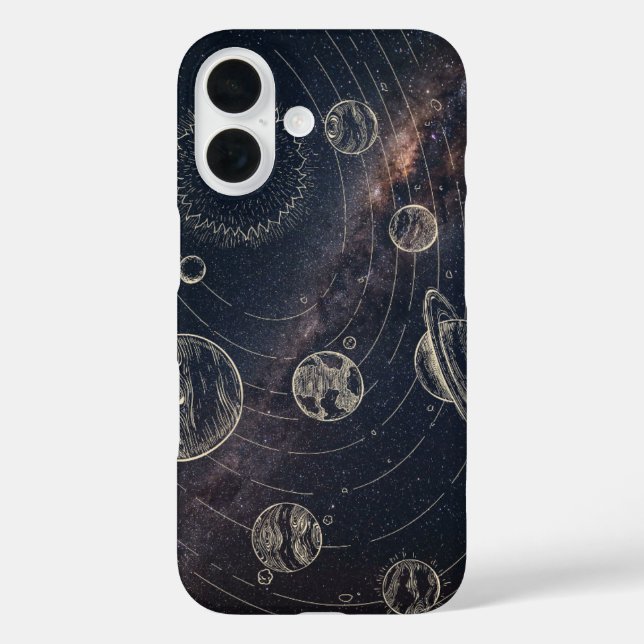 iPhone 16 Space Case – Planets and Galaxy Artwork (Rückseite)