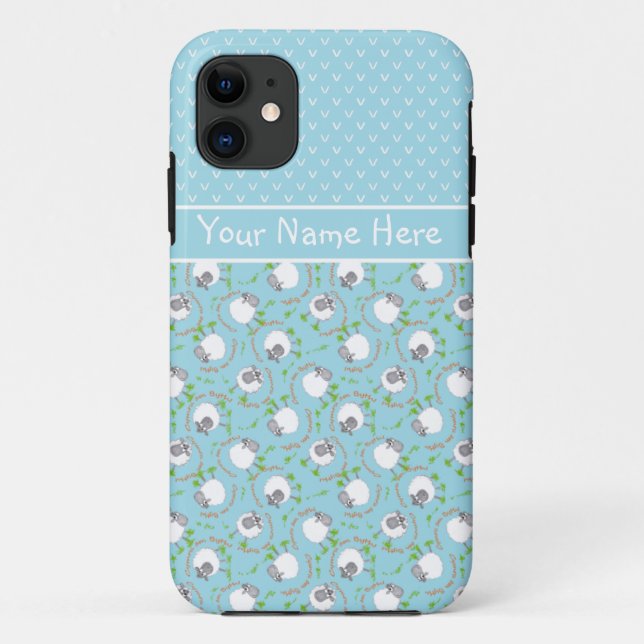 iPhone 5/5 Xtreme Case Blue Fun Sheep Patterns (Rückseite)