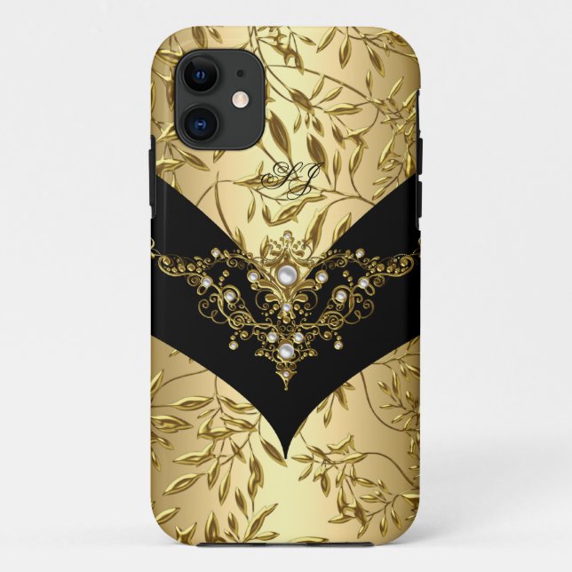 iPhone 5 Case-Mate Cream Gold Damask Black Hülle (Rückseite)