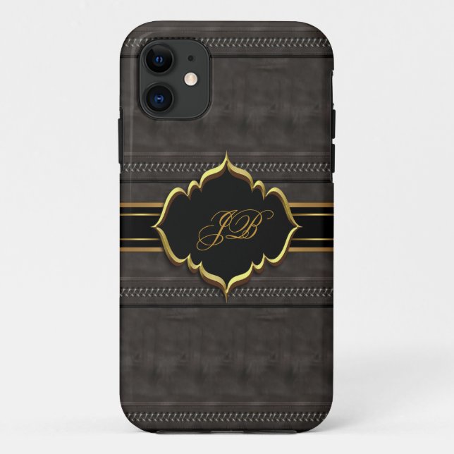 iPhone 5 Coque-Mate Coque Gold Suede noir Look (Dos)