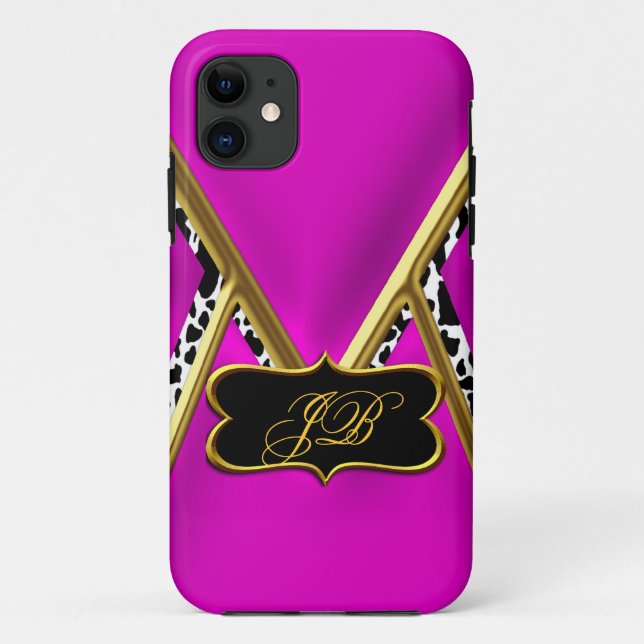 iPhone 5 Coque-Mate Coque Hot Pink Gold Noir (Dos)