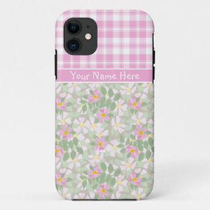 iPhone 5 Coque-Mate Coque : Pink Dogroses et Plaid