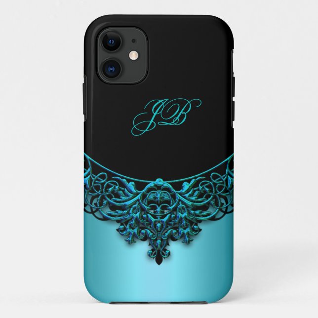 iPhone 5 Coque-Mate Coque Turquoise bleu noir (Dos)