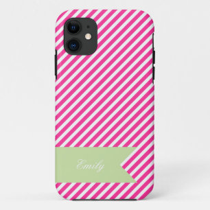 iPhone 5 Fall mit Hot Pink & White Stripe Monogram 11 Hülle