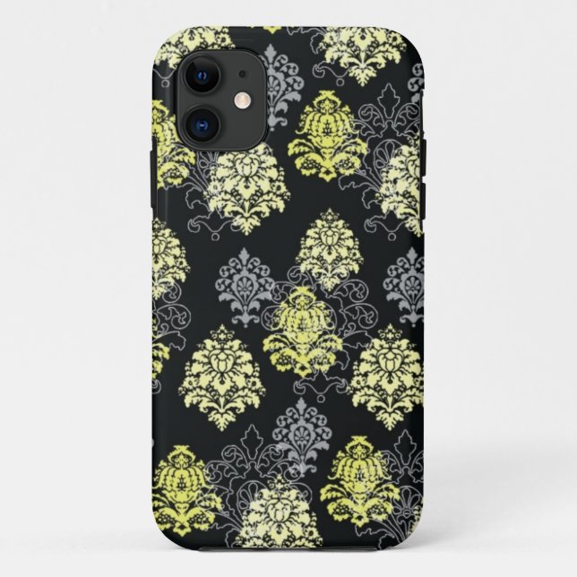 iPhone 5 FallZitrone und Schwarz-Damast Case-Mate iPhone Hülle (Rückseite)