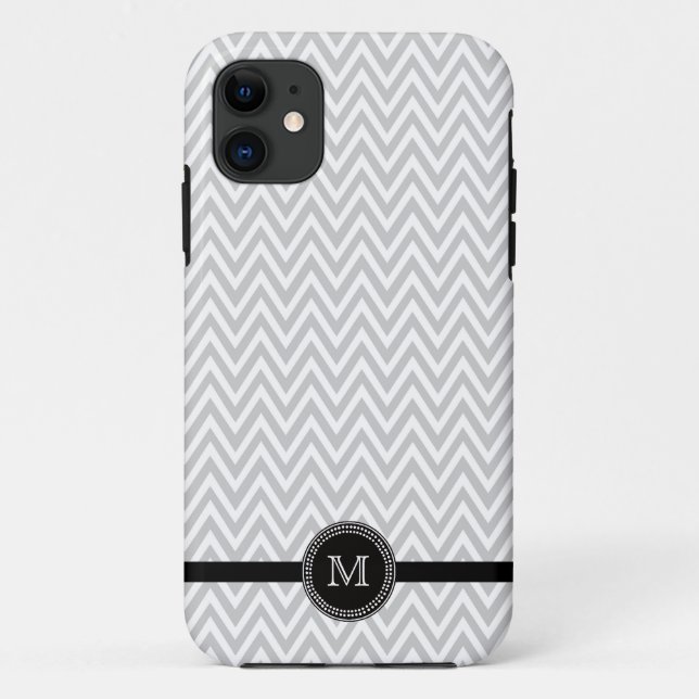Iphone 5 Monogramm des grauen Weiß Zickzack Fall Case-Mate iPhone Hülle (Rückseite)