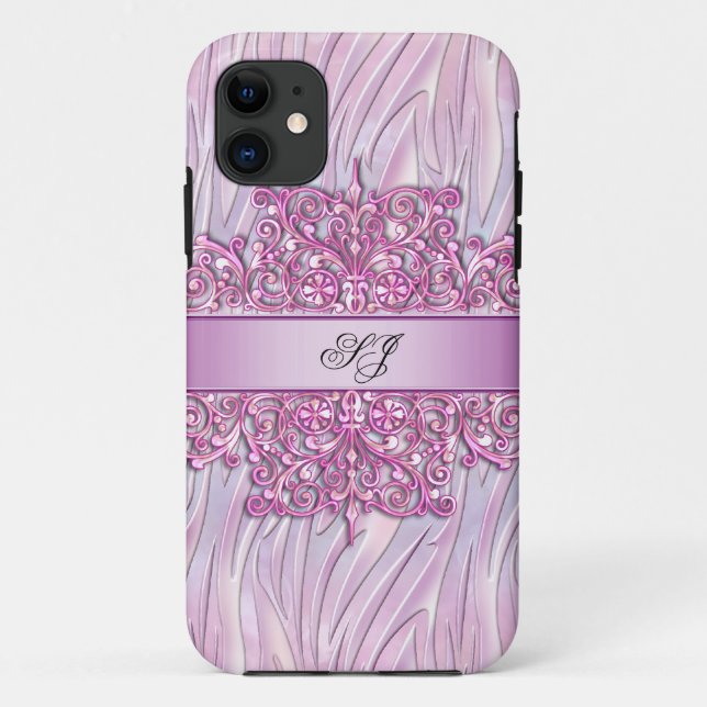 iPhone 5 oder 4 Zebra Damask Hübsch rosa Case-Mate iPhone Hülle (Rückseite)