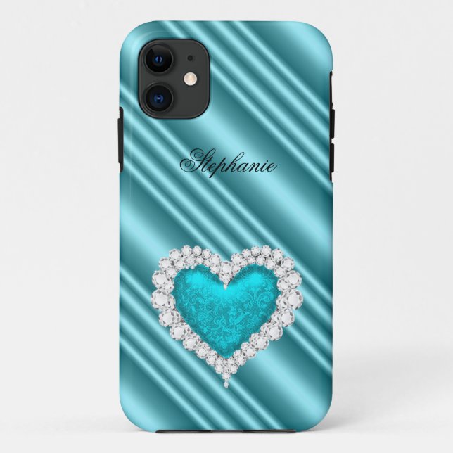iPhone 5 Prinzessin Silver Aquamarin Bejeweled Case-Mate iPhone Hülle (Rückseite)