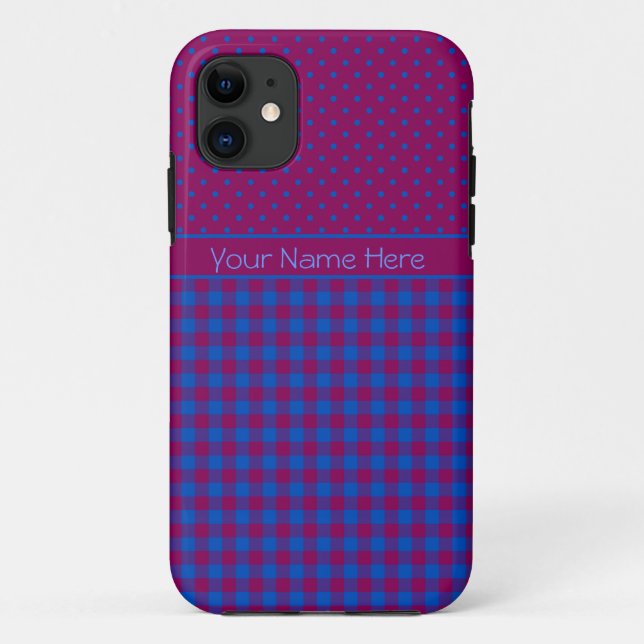 iPhone 5s Xtreme Case Plum, Blue, Polkas, Karo (Rückseite)