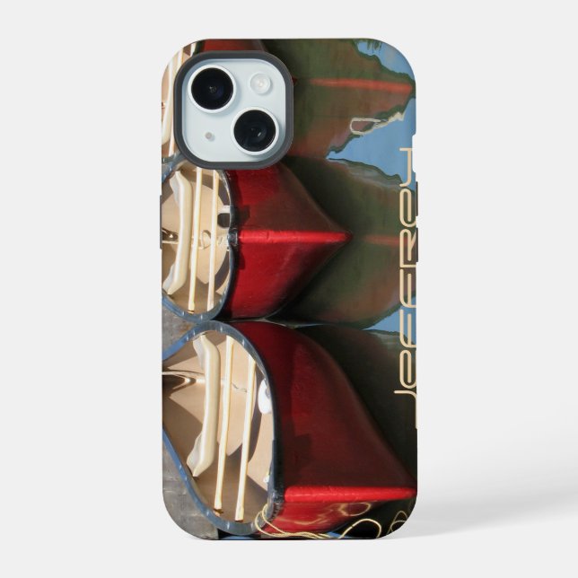 iPhone 6 Hülle Rote Kanus & Spiegelungen, Robust iPhone 15 Hülle (Rückseite)