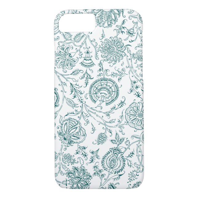 iPhone 7-Fall-Muster für aquamarine und weiße Blum Case-Mate iPhone Hülle (Rückseite)