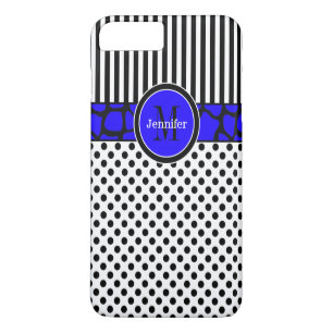 iPhone 7 Hülle Streifen, Punkte Blau