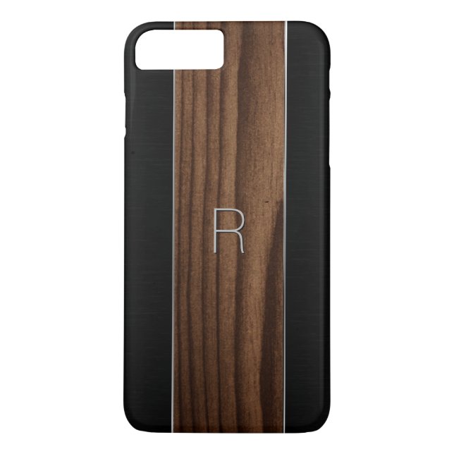 iPhone 7 Plus Coque à look en bois et métal (Dos)