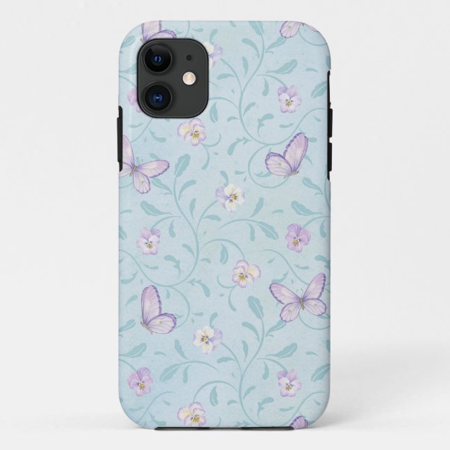iPhone Abdeckungs-Blumenlavendel-Schmetterlinge Case-Mate iPhone Hülle (Rückseite)