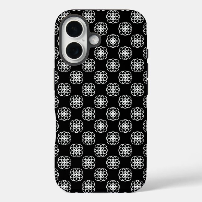 iPhone-Backcover mit weißem und schwarzem Muster iPhone 16 Hülle (Rückseite)