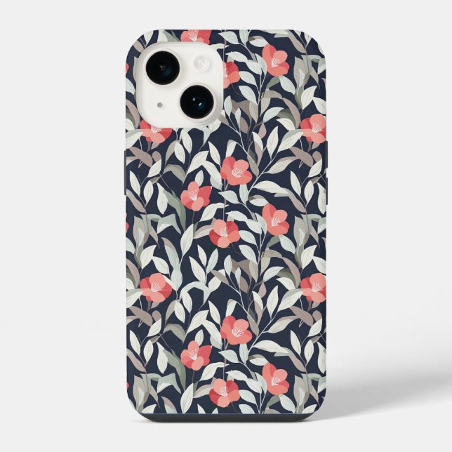 iPhone Blumenmusterhülle 14 Hülle (Rückseite)