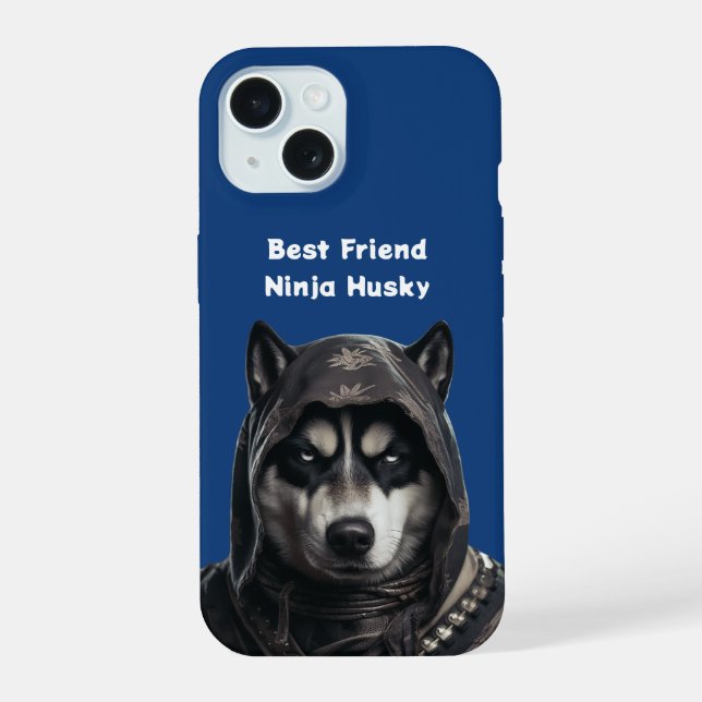 IPhone Case Blue Personalisiert Ninja Husky iPhone 15 Hülle (Rückseite)