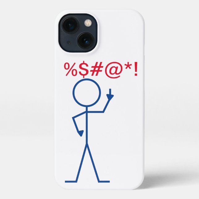 iPhone Case - Blue Strichmännchen "Eff You" Hülle (Rückseite)