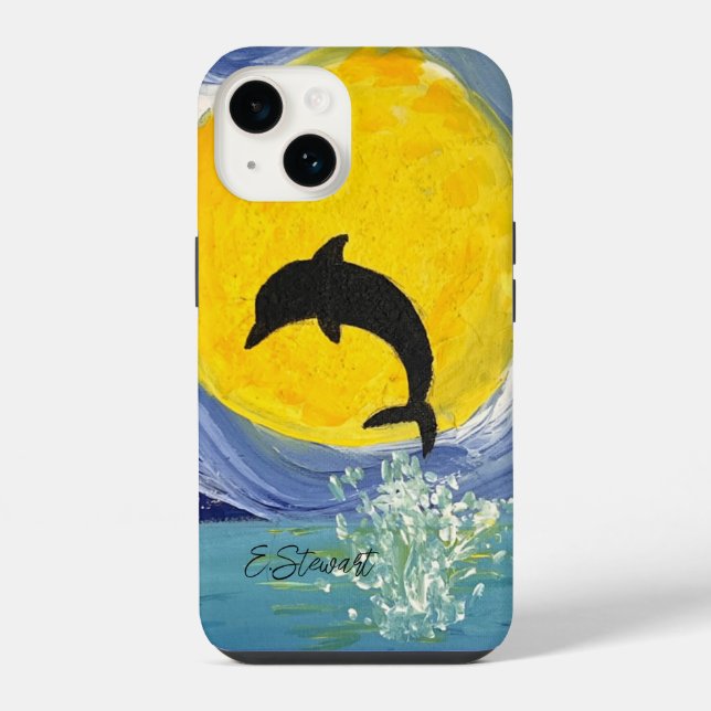 iPhone Case - Dolphin Moon Ocean 14 Hülle (Rückseite)
