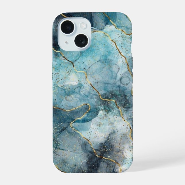 iPhone Case, flunder-marmorresistenter Fall: 15 Hülle (Rückseite)
