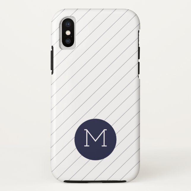 iPhone Case für die klassische Navy Blue Striped M (Rückseite)