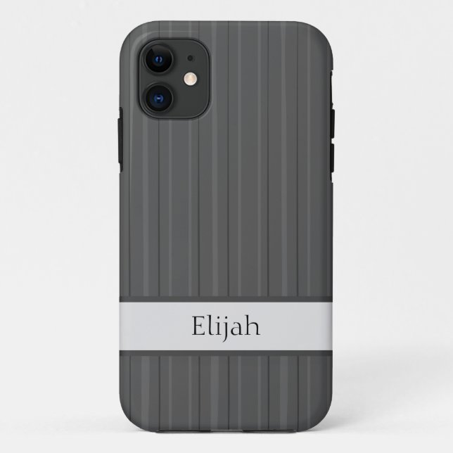 iPhone Case für klassisch graue vertikale Streifen (Rückseite)
