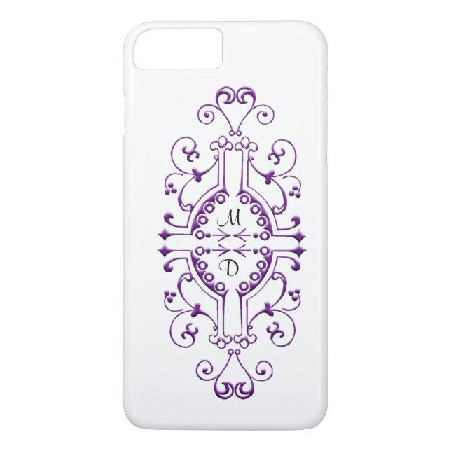 iPhone Case für lila und weiße Monogramm (Rückseite)