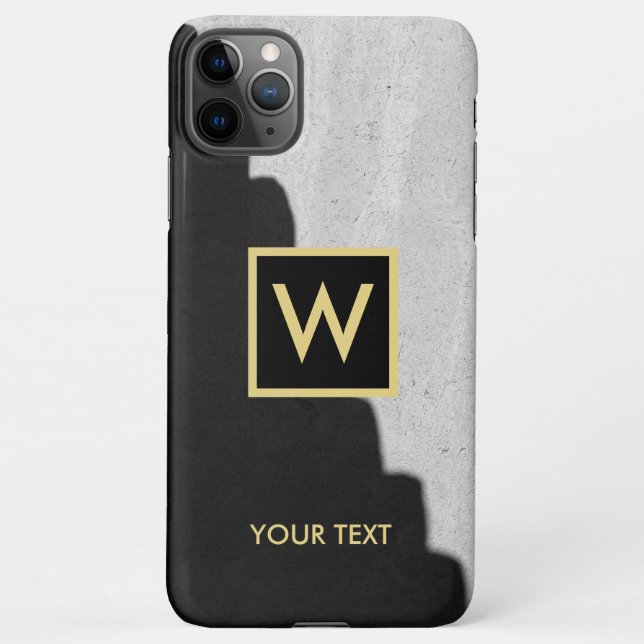 iPhone Case für Schwarz und Gold-elegantes Monogra Hülle (Rückseite)