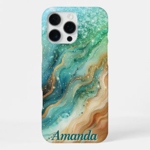 iPhone Case im Ocean Swirl Individuelle Name 16 Pro Max Hülle