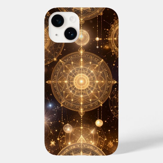 iPhone Case im verzierten Gold Celestial Muster (Rückseite)