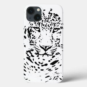 iPhone Case in Black and White Leopard