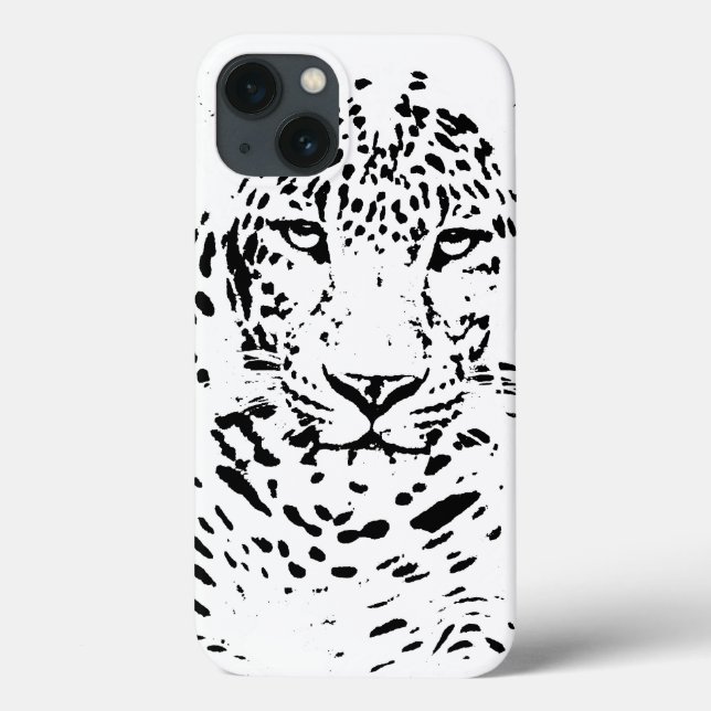 iPhone Case in Black and White Leopard (Rückseite)