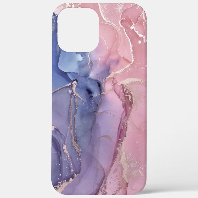 iPhone Case in Rosa und Blau-Marmor (Rückseite)