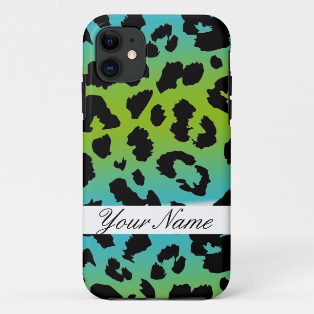 iPhone Case Leopard Custom Leopard blau grün (Rückseite)