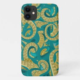 iPhone Case mit aquamarinen und Gold Octopus