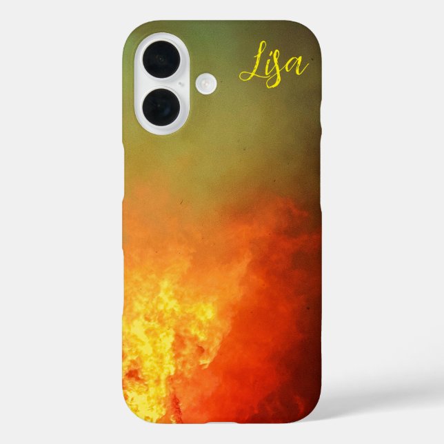 iPhone Case mit personalisiert-gelben Orangen-Feue (Rückseite)