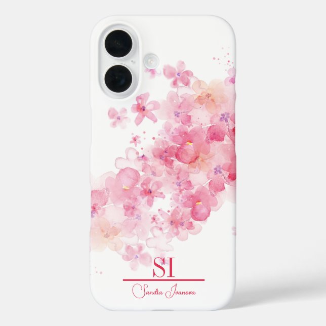 iPhone Case mit personalisierter Floral Monogram (Rückseite)