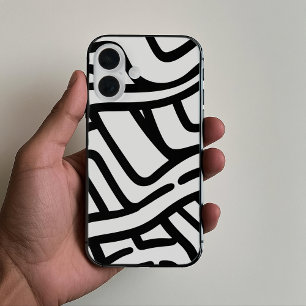 iPhone Case mit schwarz-weiß gebogenen Linien