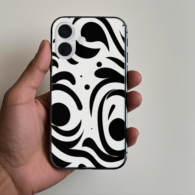 iPhone Case mit schwarz-weiß gebogenen Linien (Von Creator hochgeladen)