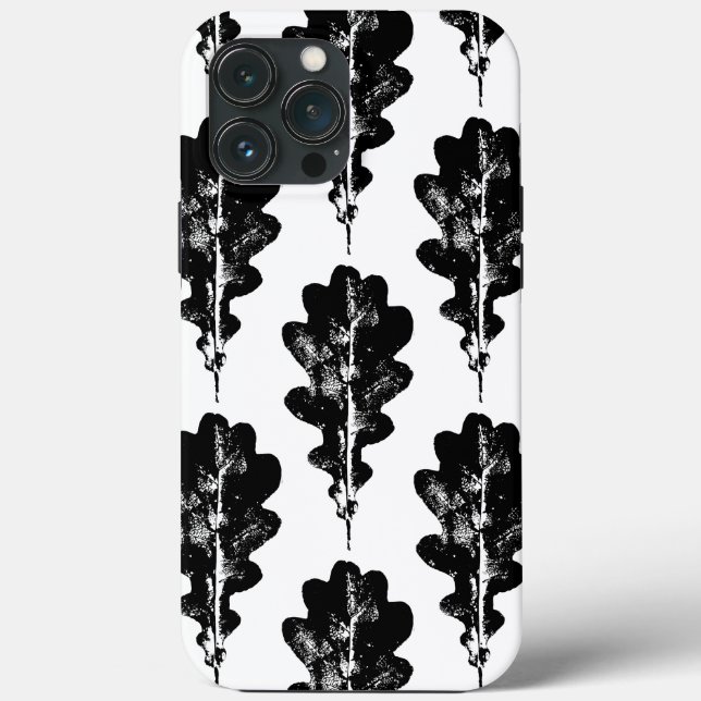 iPhone Case mit schwarzem und weißem Eichenholz (Rückseite)