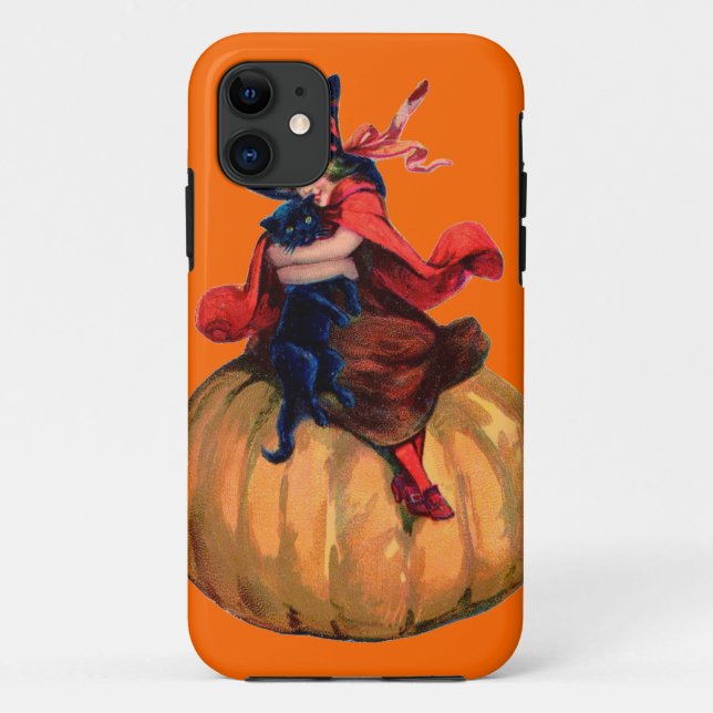 iPhone Case mit Vintager Hexe und Black Cat (Rückseite)