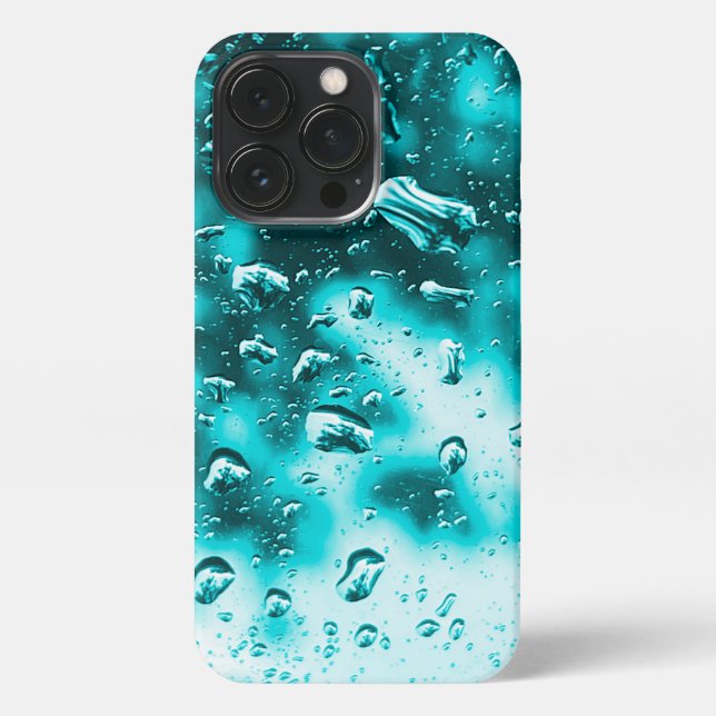 iPhone Case - Original Raindrop Art - Aqua 13 Pro Hülle (Rückseite)