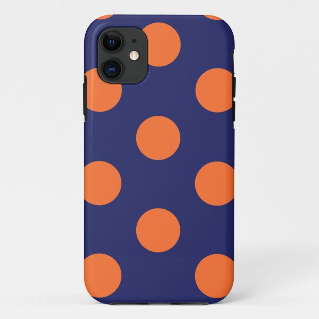 iPhone Case Polka Dot Navy Blue & Orange (Rückseite)